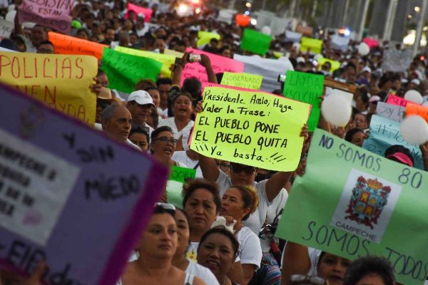 protesta en apoyo a los policías de campeche