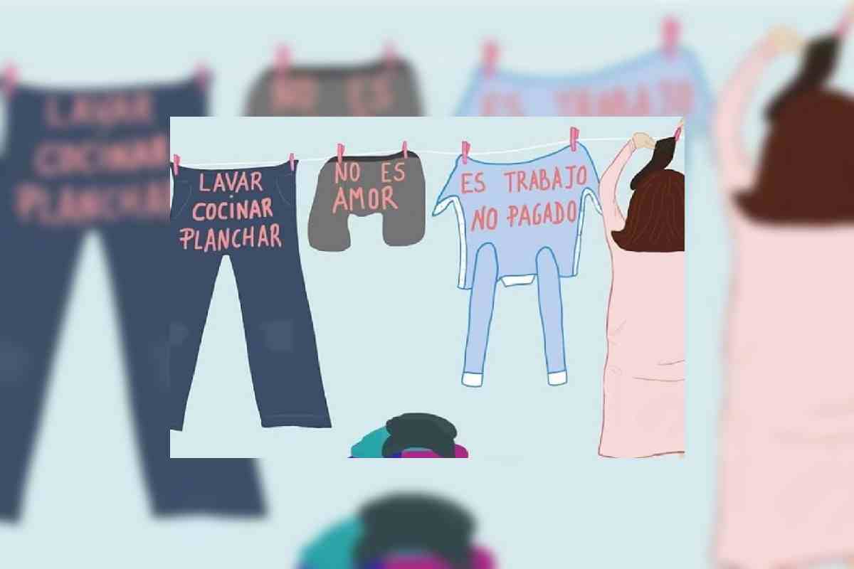 Cartel con los trabajos de cuidado que se realizan y se confunden con amor para no pagarlos.