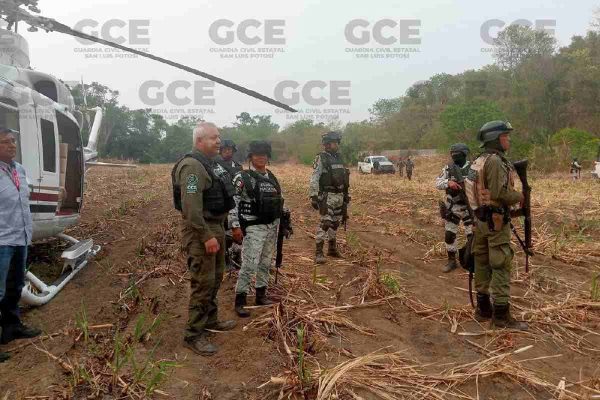 fuerzas de seguridad tras ataque en labores de búsqueda en tamasopo, San luis potosí