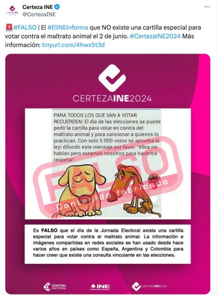¿En las elecciones del 2 de junio podremos votar también en contra del maltrato animal? Falso