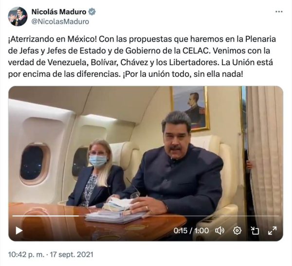 El video que circula en redes es de cuando Nicolás Maduro vino a México a la cumbre de la Celac en septiembre de 2021.