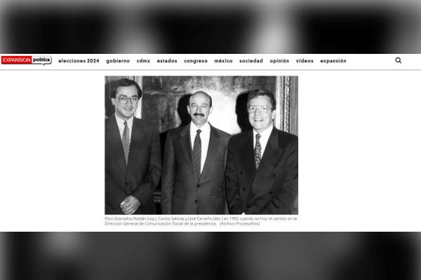 Captura de pantalla de Expansión que muestra a Otto granados, Carlos Salinas y José Carreño 