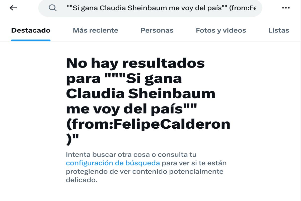 Felipe Calderón no publicó que se va de México si Sheinbaum gana las elecciones.