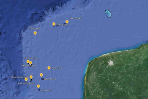 Mapa de la tercera expedición realizada por Oceana 