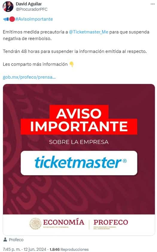 profeco ticketmaster reembolso