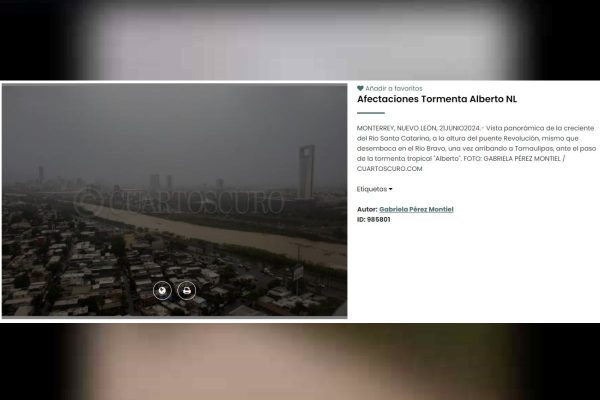 Captura de pantalla de Cuartoscuro del río Santa Catarina, en Nuevo León, tras paso de tormenta Alberto