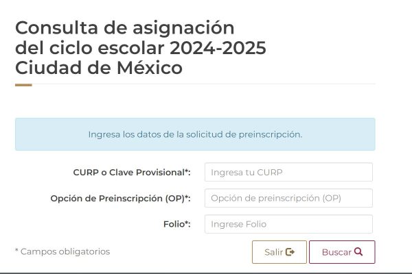 Consulta de resultados de asignación a secundaria ciclo escolar 2024 a 2025