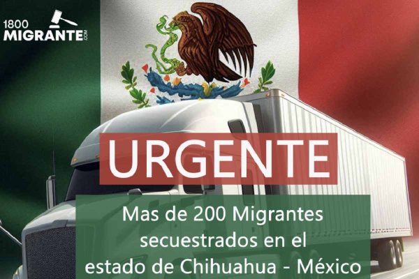 imagen con la denuncia del secuestro masivo de más de 200 migrantes en chihuahua