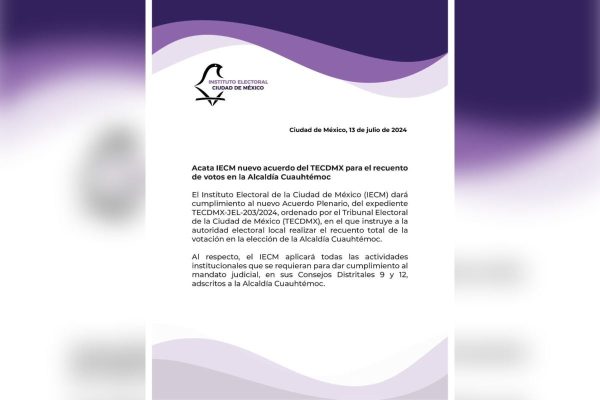 Comunicado IECM. Foto: x