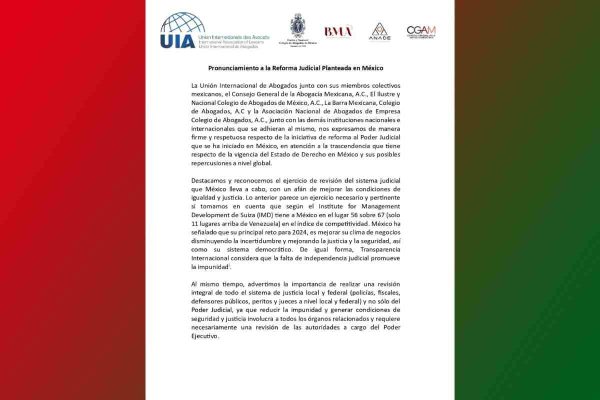 Comunicado de diversas organizaciones de abogados