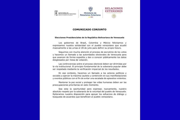 Comunicado conjunto de México, Brasil y Colombia