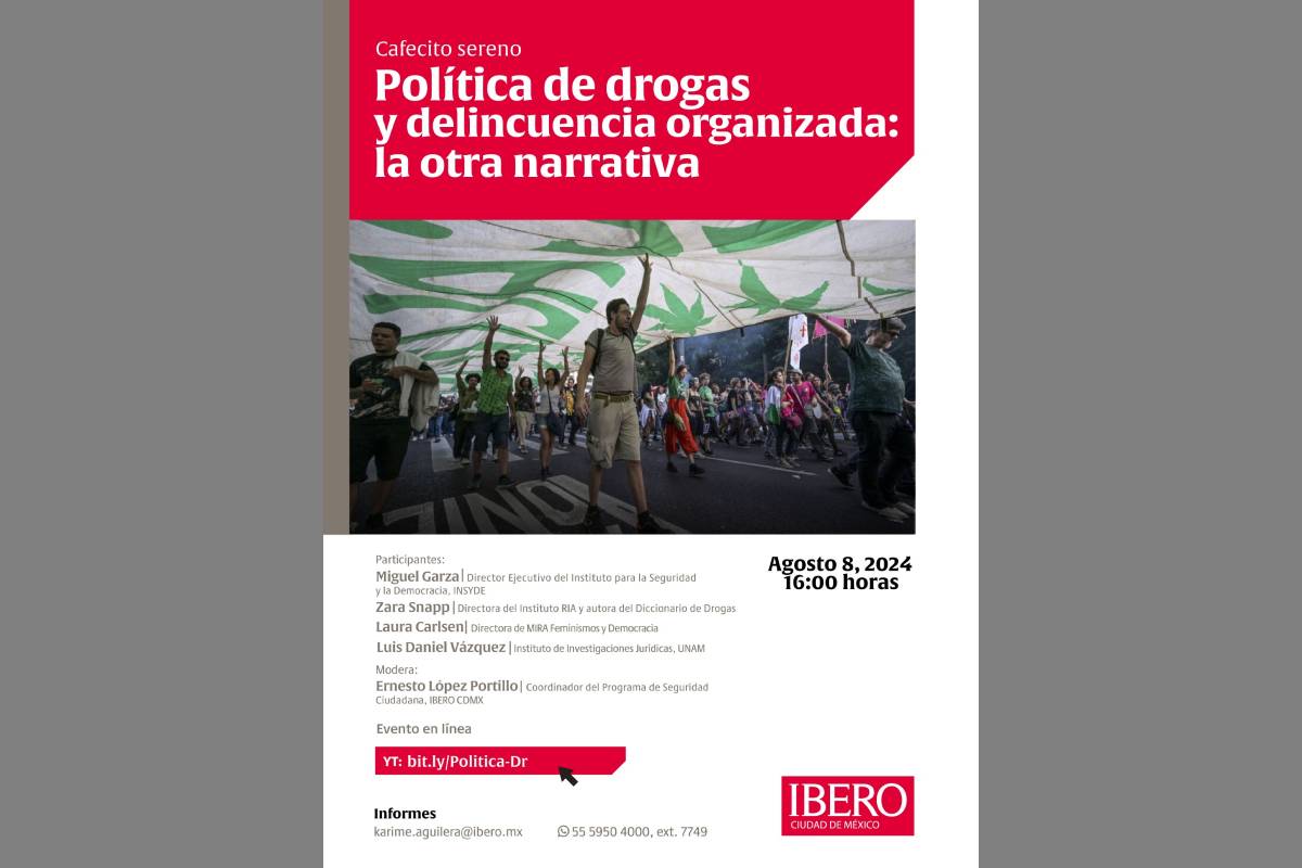 Cartél del conversatorio del Programa de Seguridad Ciudadana de la Ibero CDMX. 