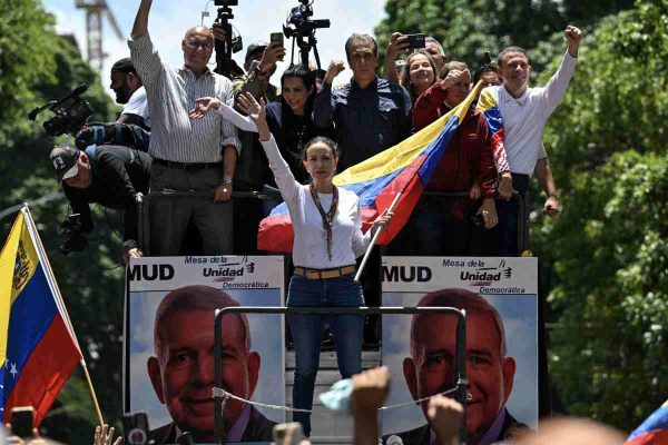 María Corina Machado durante la marcha pacífica contra Maduro