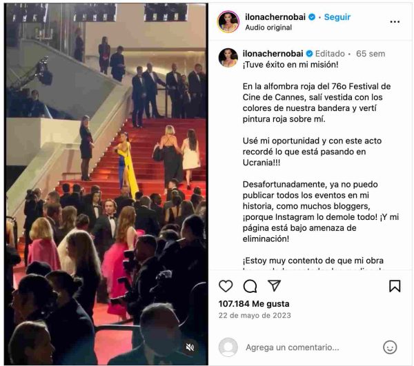 Captura de pantalla de redes sociales de Ilona Chernobai