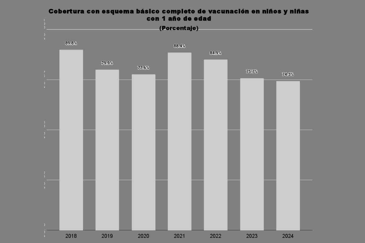 Gráfica con los datos del desmantelamiento del sistema de salud en el sexenio de López Obrador. 