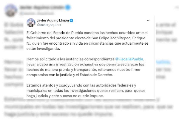 El secretario de gobierno de Puebla condenó el ataque en redes sociales.