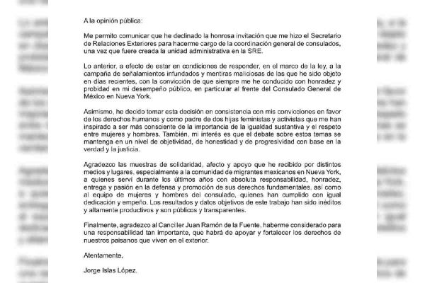 Jorge Islas rechazó la propuesta que le hizo el canciller para ser coordinador general de consulados | Foto: Tomada de X @Jorge_IslasLo