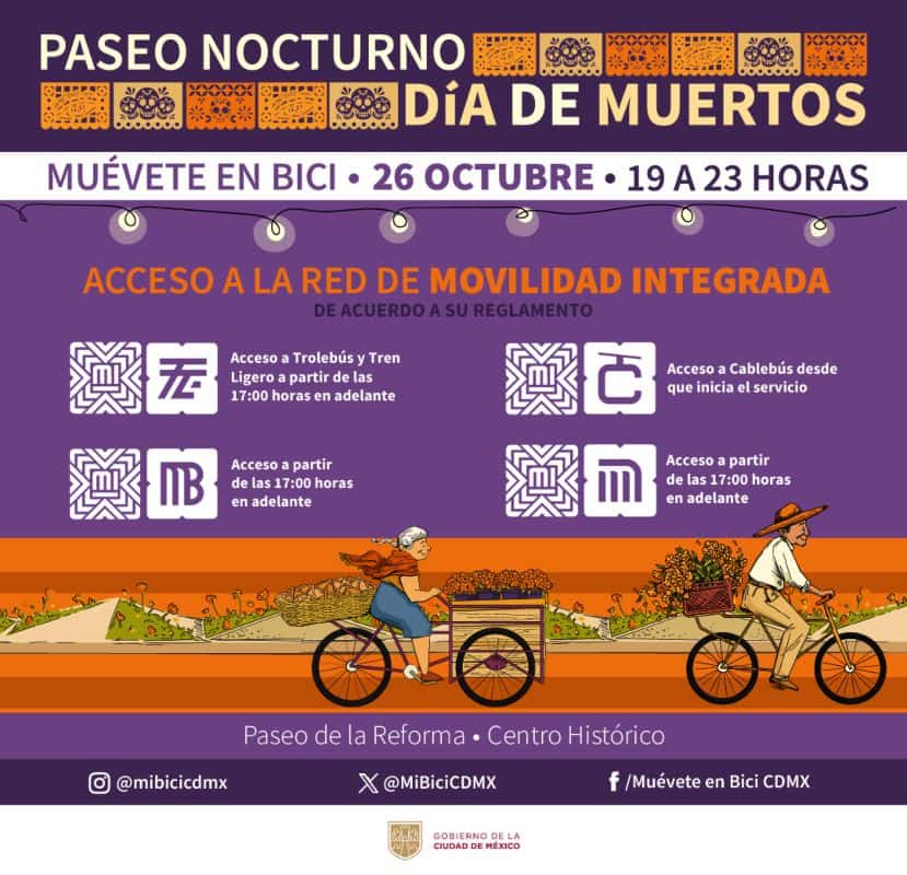 bicileta en el metro paseo nocturno