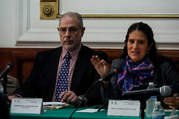 Bertha María Alcalde Luján durante su comparecencia ante el Consejo Judicial Ciudadano
