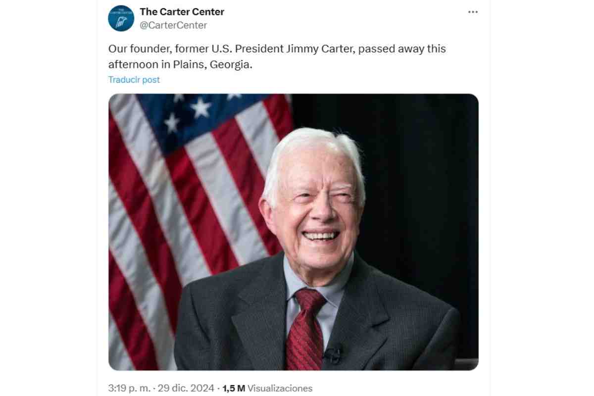 Jimmy Carter muere 100 años expresidente EU