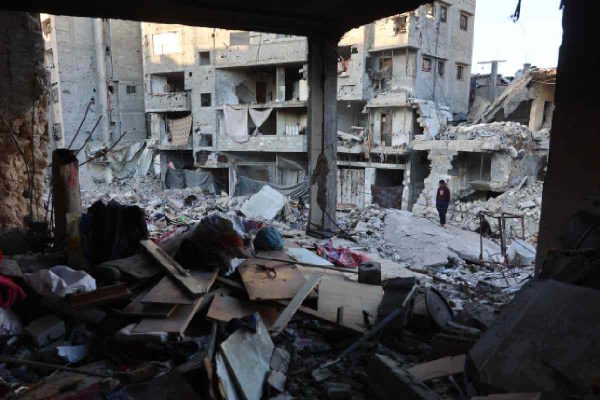 Ruinas de un edificio en Gaza, Palestina
