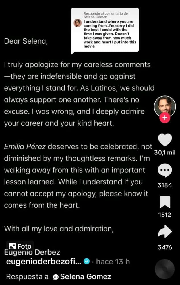 eugenio derbez disculpa selena gomez