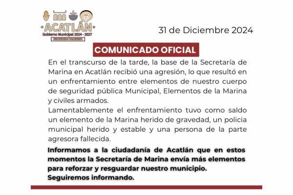 Enfrentamiento en Acatlán, Puebla, deja un marino y un policía municipal heridos; abaten a un presunto agresor
