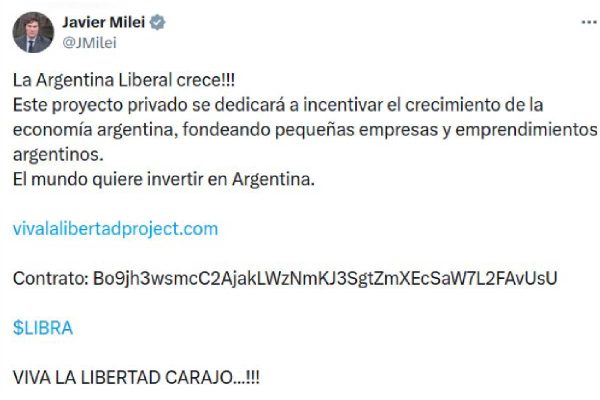 Argentina anuncia investigación de criptomoneda promovida por Javier Milei; habría pérdidas por 100 mdd