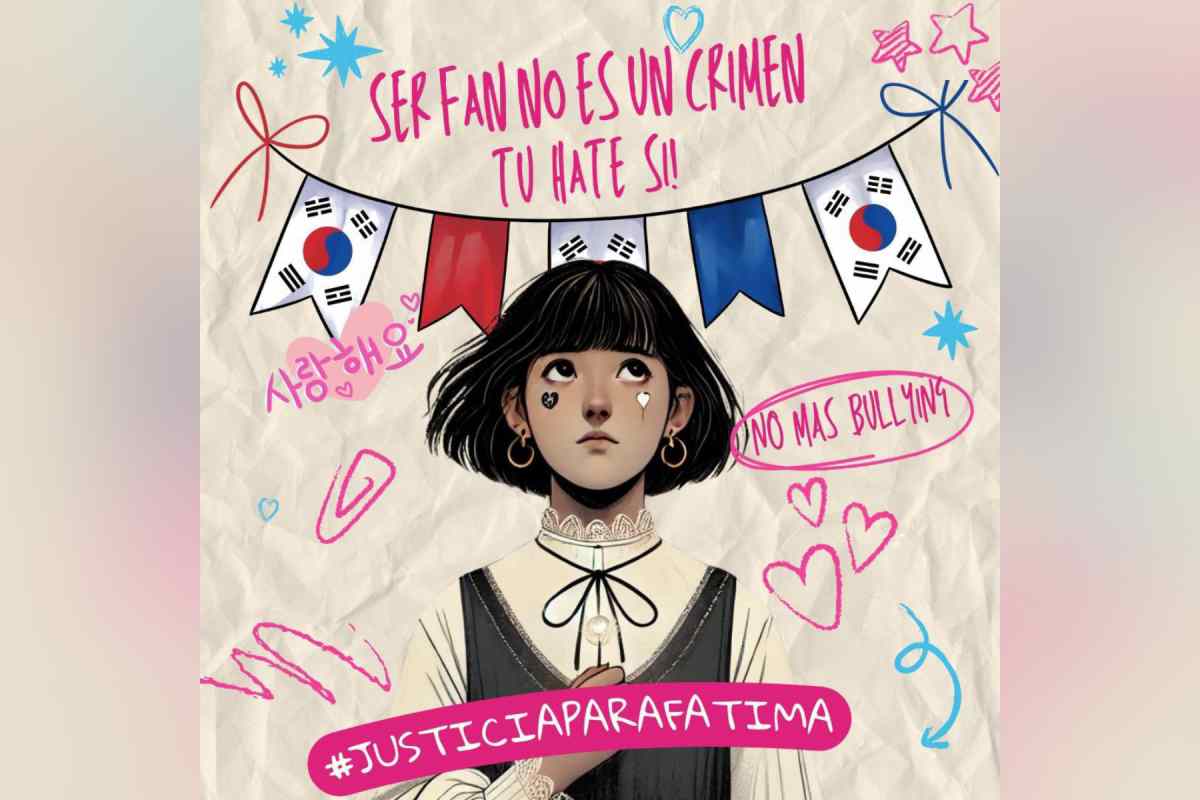 Cartel para exigir justicia para Fátima, la estudiante que cayó del tercer piso de una secundaria en Iztapalapa. Foto: @BTSARMY_MXCO