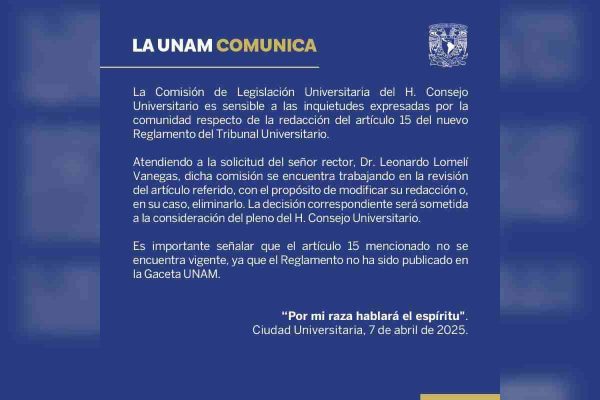 UNAM artículo 15