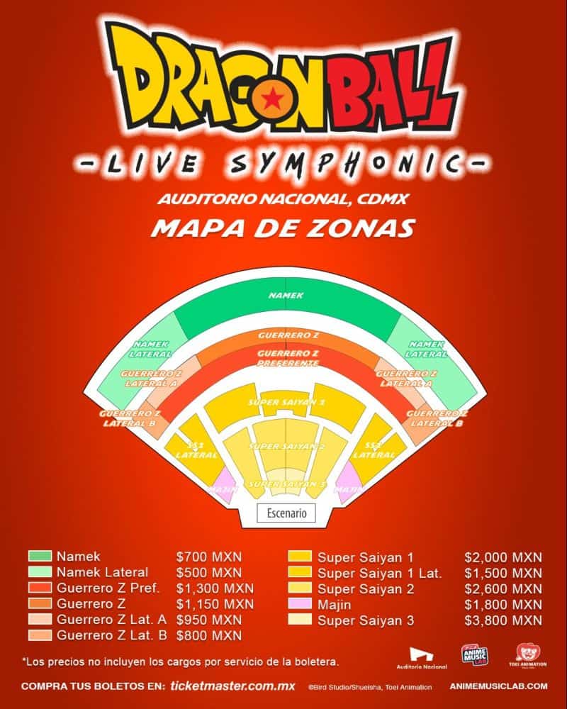 dragon ball live symphonic mapa boletos precios