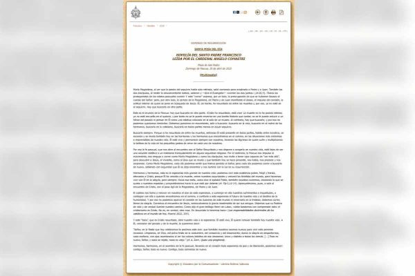 Texto Ser feliz papa Francisco última homilía Pascua 