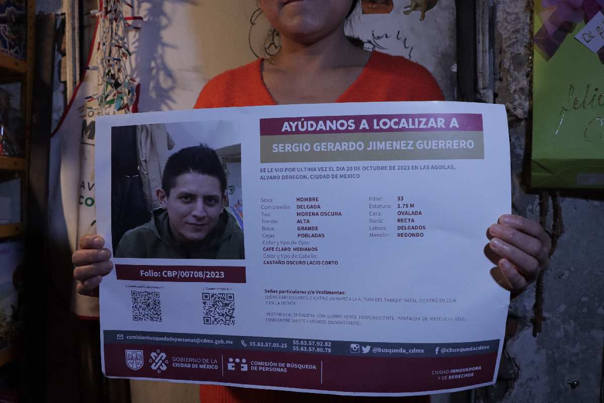 Ficha de búsqueda de Sergio Gerardo Jiménez, a quien buscan en las barrancas de Álvaro Obregón