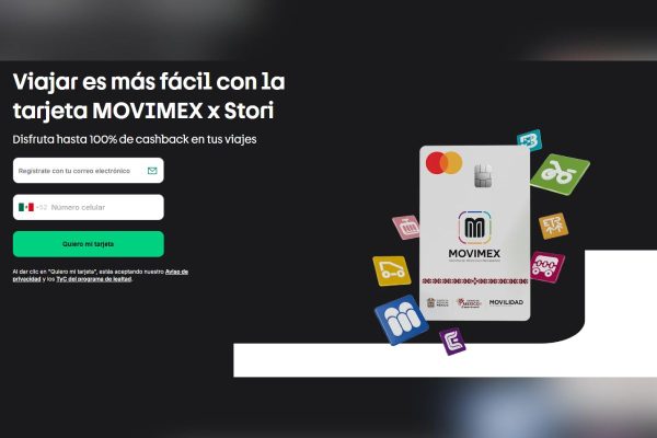 Página de registro de la tarjeta de Movimex X Stori