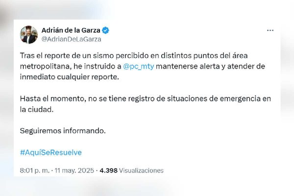 adrián de la garza sismo en Nuevo León