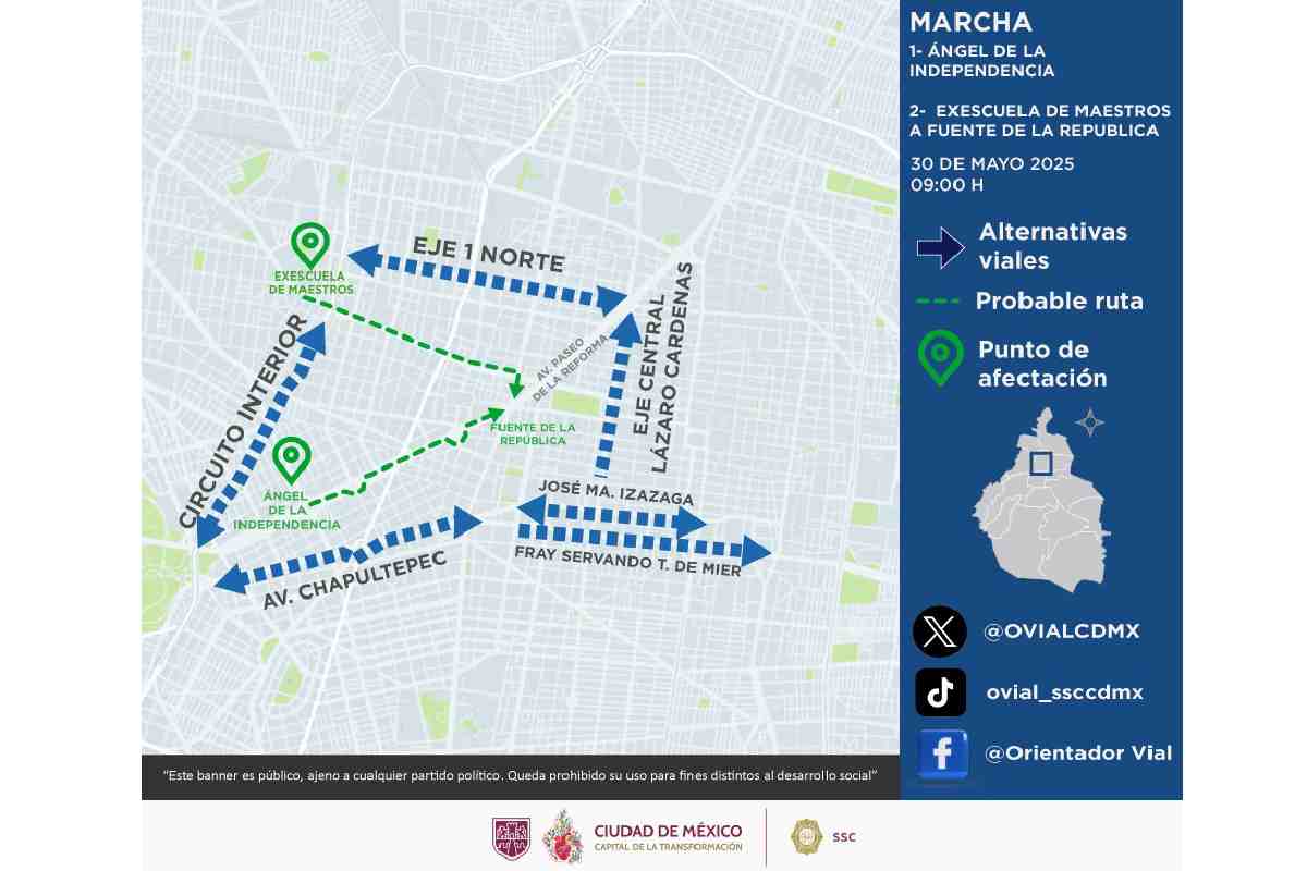 CNTE marchará hacia la Torre del Caballito; estas son las alternativas viales