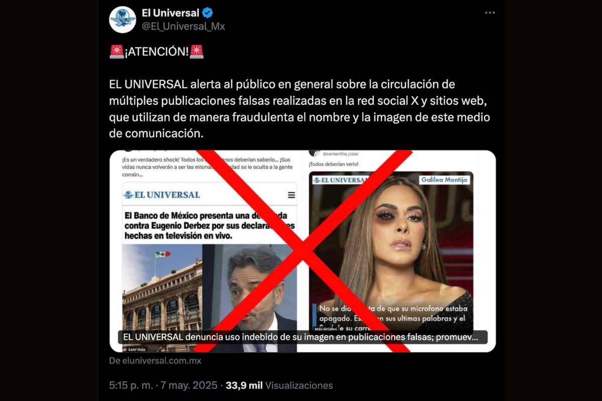 Publicaciones en redes desinforman y se hacen pasar por medios como El Universal para promocionar plataformas de inversión fraudulentas.