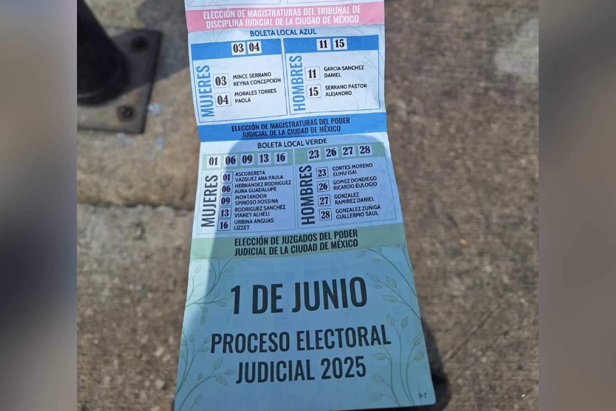 Acordeon para la elección judicial que portaba un ciudadano en la casilla electoral