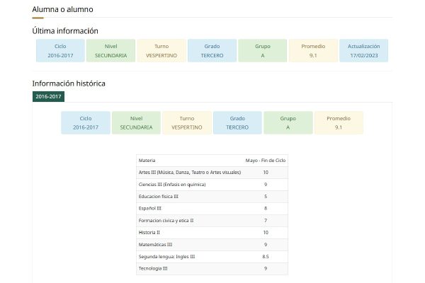 Así se verá la boleta de calificaciones en la página oficial de la SEP