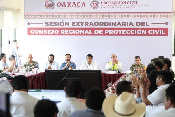 Consejo de Protección Civil en Oaxaca por tormenta tropical Erick
