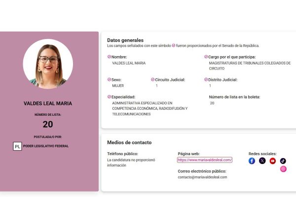María Valdés Leal candidata cercana Arturo Zaldívar calificaciones