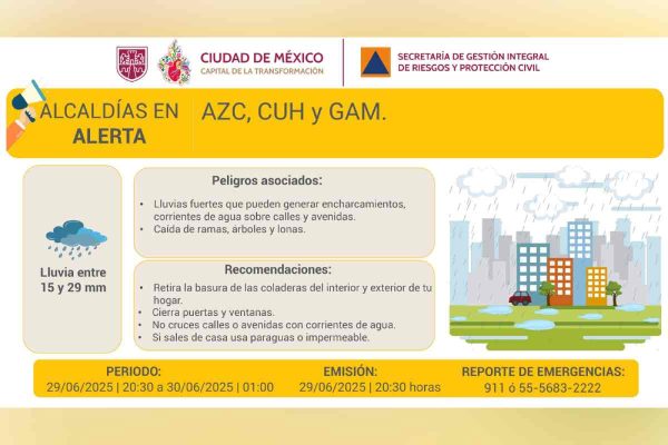 advertencia amarilla lluvias CDMX