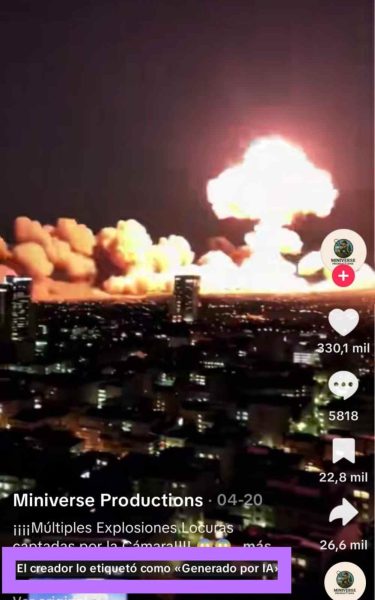 Video no muestra explosión en Israel tras supuesto bombardeo de Irán, fue creado con IA