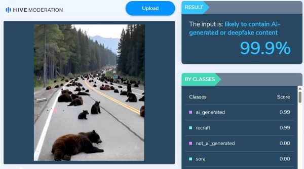 Captura de pantalla de los resultados arrojados en la plataforma Hive Moderation.