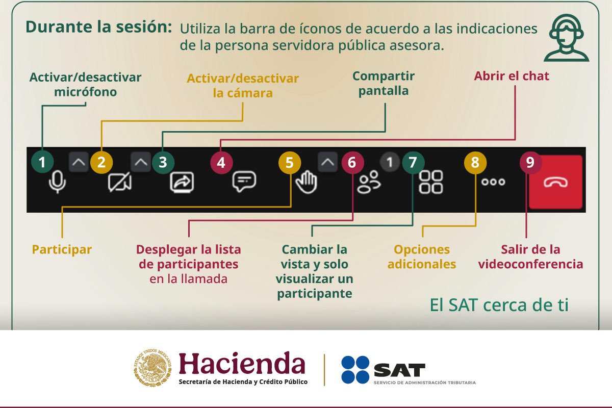 Controles de videollamada para hacer trámites en el SAT
