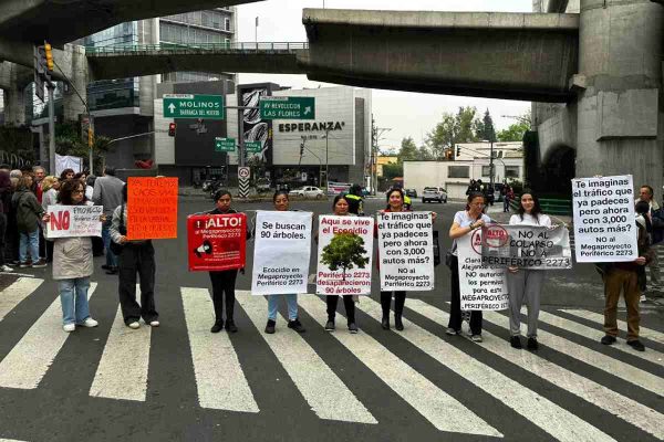 Manifestación de vecinos por árboles en megaproyecto de CDMX