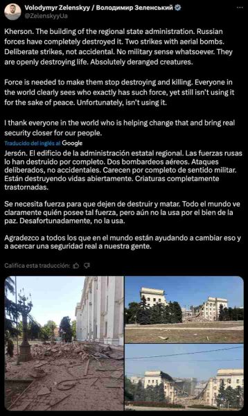 Palacio presidencial de Ucrania no fue destruido por fuerzas rusas; video fue sacado de contexto  