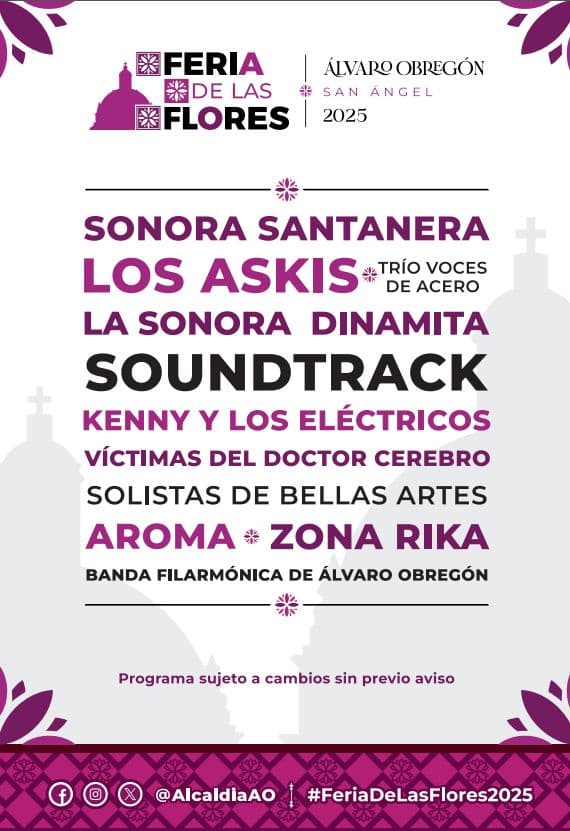 feria de las flores 2025 artistas cartelera san ángel