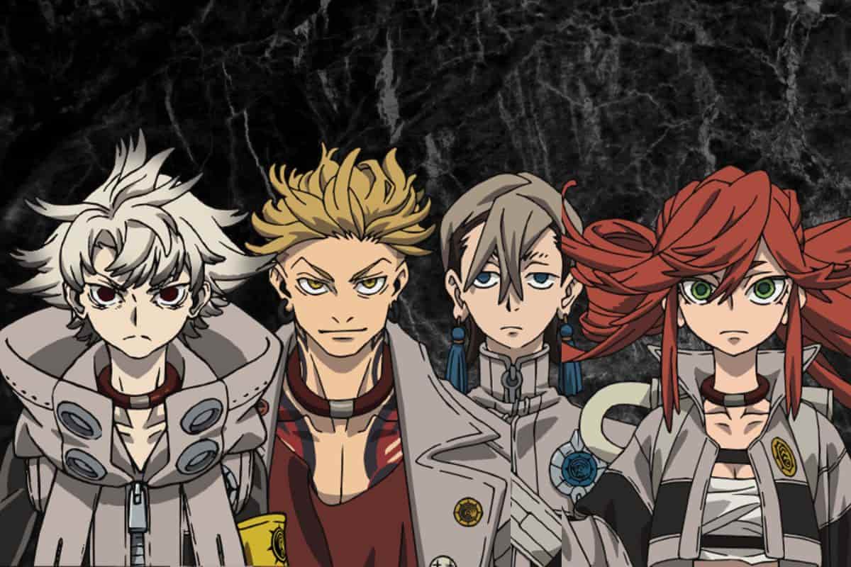 gachiakuta personajes Rudo, Enjin, Zanka y Riyo