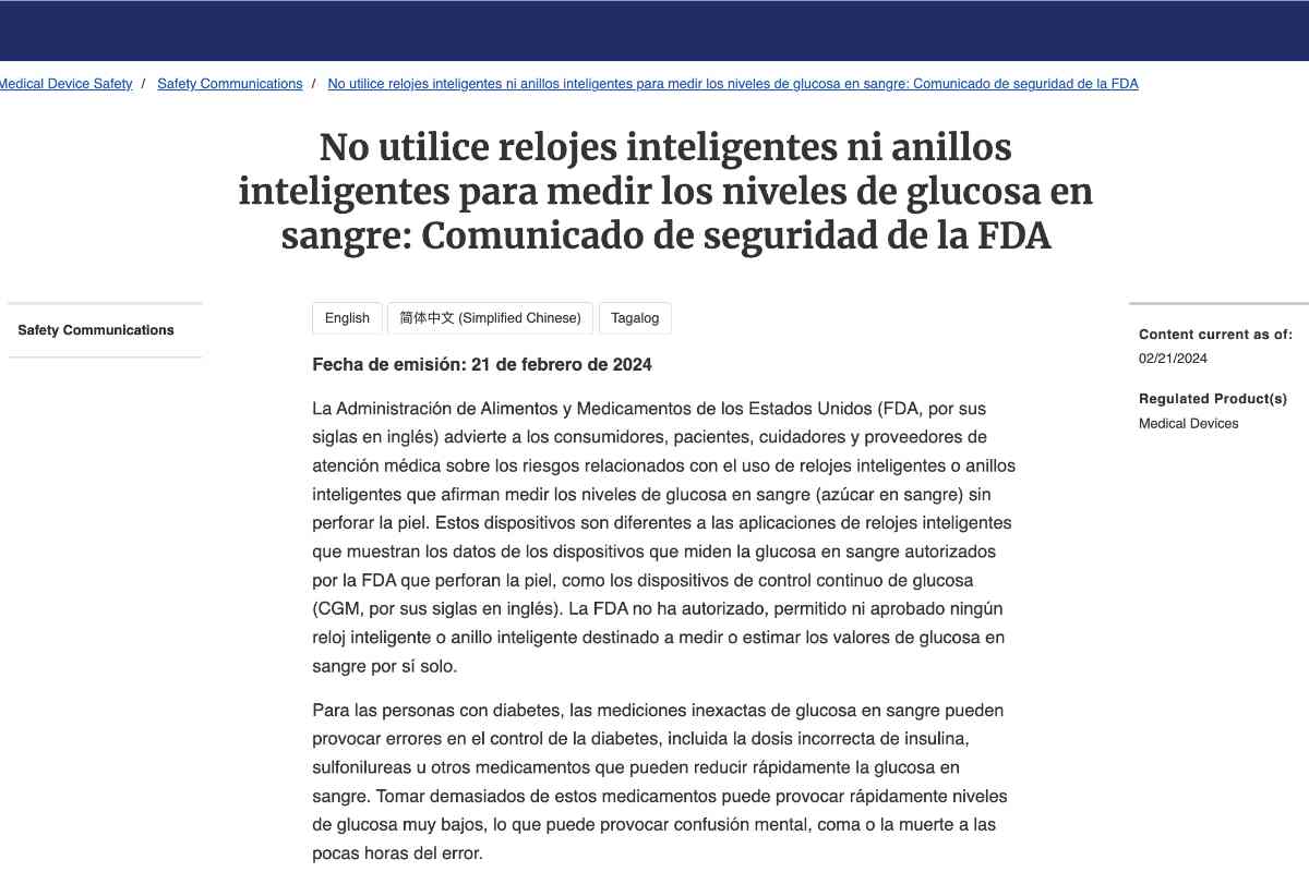 Anuncios en redes sociales promocionan dispositivos para medir el azúcar que no están avalados por ninguna institución.